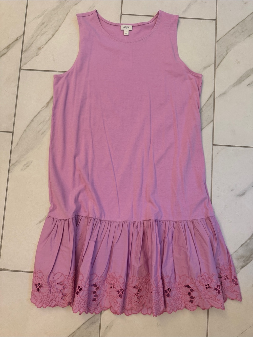 J. Crew Lavender Pink Sleeveless Eyelet Hem Dress